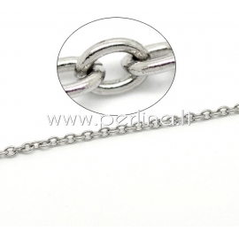 Stainless steel link cable chain, silver tone, 4x3x0.8 mm, 10 cm