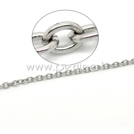 Stainless steel link cable chain, silver tone, 4x3x0.8 mm, 10 cm
