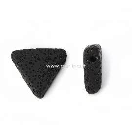 Natural Lava bead, black dyed, 19x17mm, 1pc