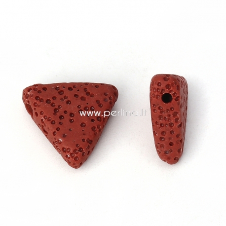 Natural Lava bead, red brown dyed, 19x17mm, 1pc