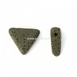 Natural Lava bead, army green dyed, 19x17mm, 1pc
