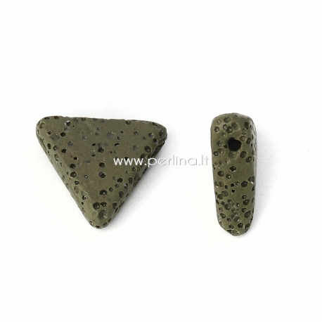 Natural Lava bead, army green dyed, 19x17mm, 1pc