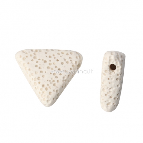 Natural Lava bead, white dyed, 19x17mm, 1pc