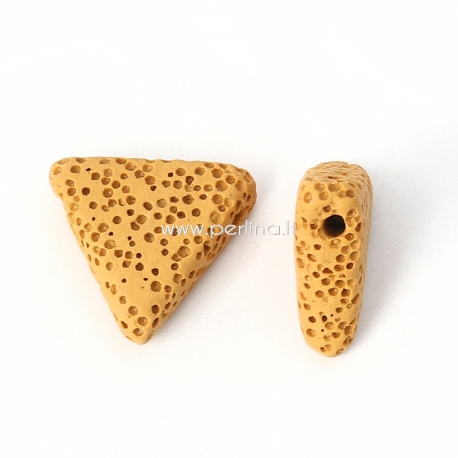 Natural Lava bead, ginger dyed, 19x17mm, 1pc