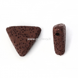 Natural Lava bead, brown dyed, 19x17mm, 1pc