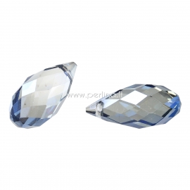 Glass bead, ink blue transparent, 17x8 mm, 1 pc