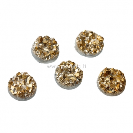 Acrylic cabochon embellishment, druzy, golden, 10 mm, 1 pc