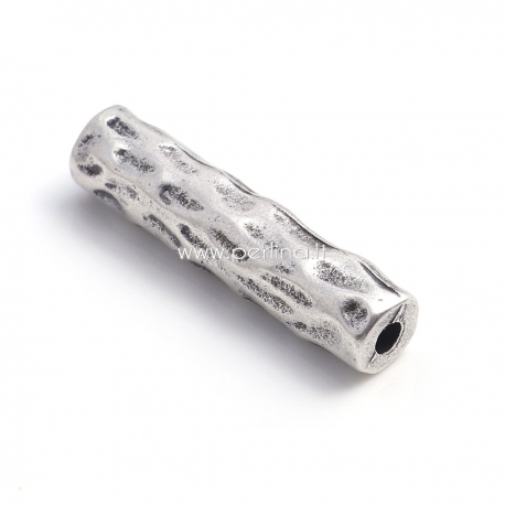 Spacer bead cylinder, antique silver, 38x8 mm