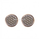 Stainless steel snap button oil diffuser "Flower of life", gold plated, 20 mm