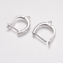 Brass micro pave cubic zirconia earring findings, platinum, 20x15x2mm, 1pair