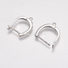 Brass micro pave cubic zirconia earring findings, platinum, 20x15x2mm, 1pair