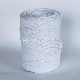 Twisted cotton cord, white, 6 mm, 375 m