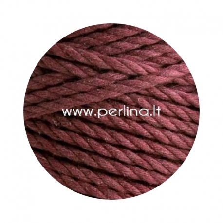 Twisted cotton cord, red vine, 3 mm, 260 m