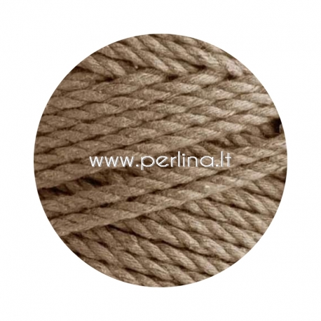 Twisted cotton cord, white coffee, 4 mm, 160 m