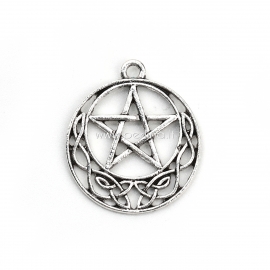 Pendant "Pentagram Star and Celtic Knot", antique silver color, 29x25 mm