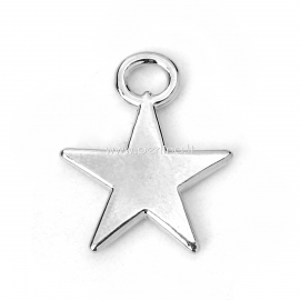 Pendant pentagram star, silver tone, 17x14 mm