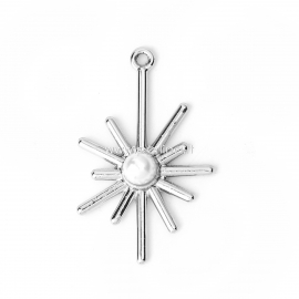 Pakabukas saulė su perlo imitacija, sidabro sp., 33x20 mm