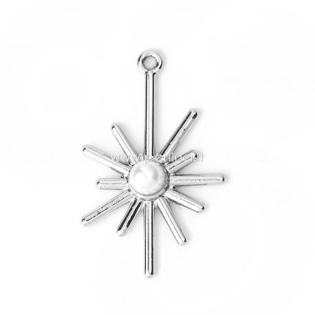 Pakabukas saulė su perlo imitacija, sidabro sp., 33x20 mm