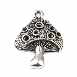 Pendant mushroom, antique silver, 27x18 mm