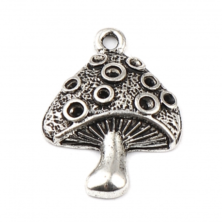 Pendant mushroom, antique silver, 27x18 mm