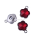 Pendant plum blossom with wine red rhinestone faceted, silver tone, 15x12 mm