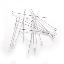 Eye pins, stainless steel, 50x0,6 mm, 10 pcs