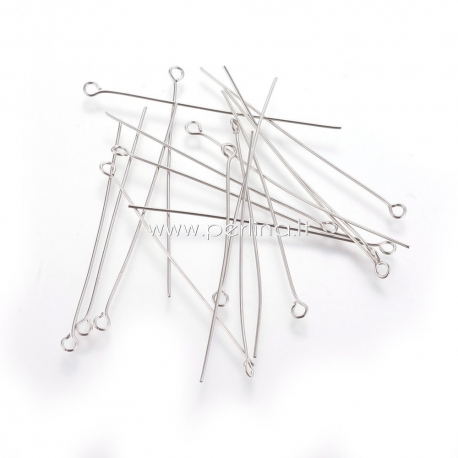 Eye pins, stanless steel, 50x0,6 mm, 10 pcs