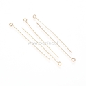Eye pins, stainless steel, golden, 50x0,6 mm, 1 pc