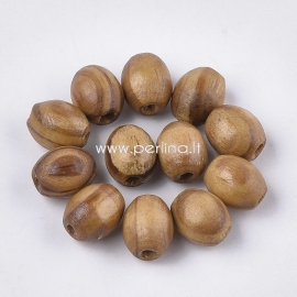 Pine wood bead, natural wood color, 10x8 mm, 10 pcs