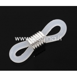 Akinių grandinėlės laikiklis, skaidriai balta sidabro sp., 20x6 mm,1 vnt.