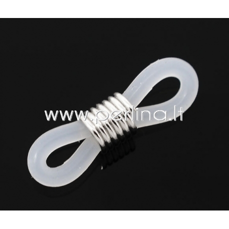 Eyeglasses chain holder, silver tone white, 20x6mm, 1pc