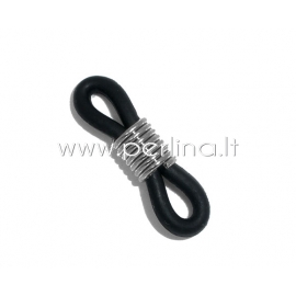 Eyeglasses chain holder, silver tone black, 20x6mm, 1pc