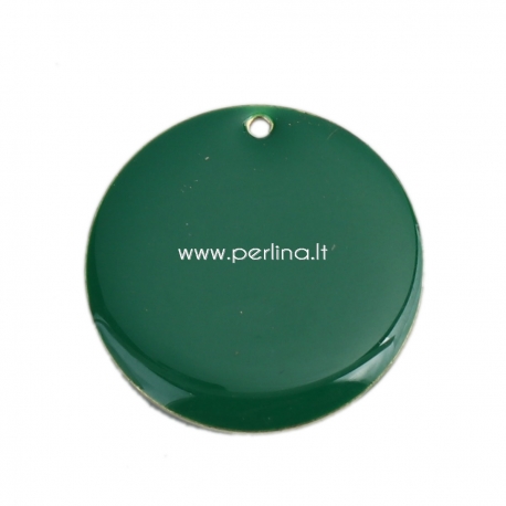 Pakabukas "Apskritimas", tamsiai žalia, paauksuota, 25 mm