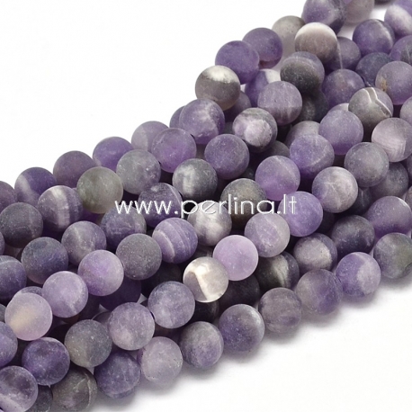 Natural amethyst gemstone bead, frosted, 10 mm, 1 pc