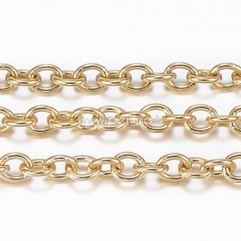 Stainless steel cable chain, golden, 2x1.5x0.4 mm, 10 cm