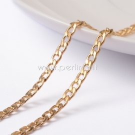 Stainless steel twisted chain, golden, 4~5x3x0.8 mm, 10 cm
