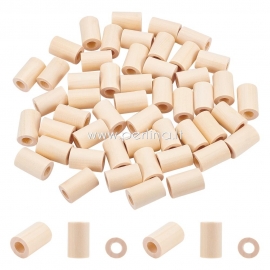Wood bead, natural wood color, cylinder, 30x19~20 mm, 1 pc