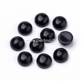 Natural black agate cabochon, 6 mm