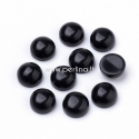 Natural black agate cabochon, 6 mm