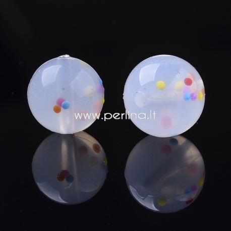 Food grade silicone bead, clear with multicolor bubbles, 15 mm, 1 pc