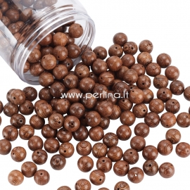 Natural Wenge wood bead, saddle brown, round, 12 mm, 1 pc