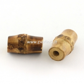 Bodhi wood bead, camel color, cylinder, 20,5x10,5~13 mm, 1 pc