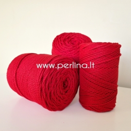 Twisted cotton cord, red, 4 mm, 170 m