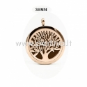 Aromatherapy essential oil diffuser pendant "Tree of Life", rose gold, 30 mm, 1 pc