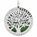 Aromatherapy essential oil diffuser pendant "Tree of life 2" with clear rhinestones, 30 mm, 1 pc