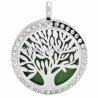 Aromatherapy essential oil diffuser pendant "Tree of life" with clear rhinestones, 30 mm, 1 pc