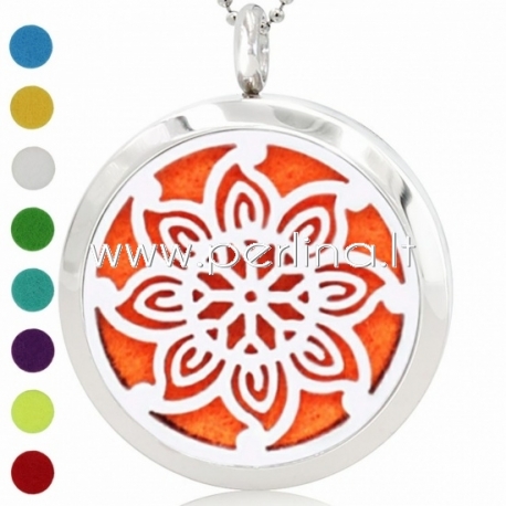 Aromatherapy essential oil diffuser pendant "Flower 3", stainless steel, 30 mm, 1 pc