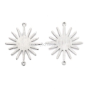 Brass connector "Sun", real platinum plated, 26.5x22.5x0.8mm, 1 pc