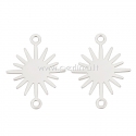 Brass connector "Sun", real platinum plated, 18x13.5x0.5mm, 1 pc