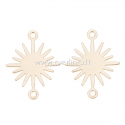 Brass connector "Sun", real 18K gold plated, 18x13.5x0.5mm, 1 pc